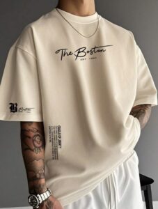 T-shirt Ανδρικό Oversized The Boston Μπέζ