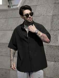 Πουκάμισο Ανδρικό Μαύρο Oversized