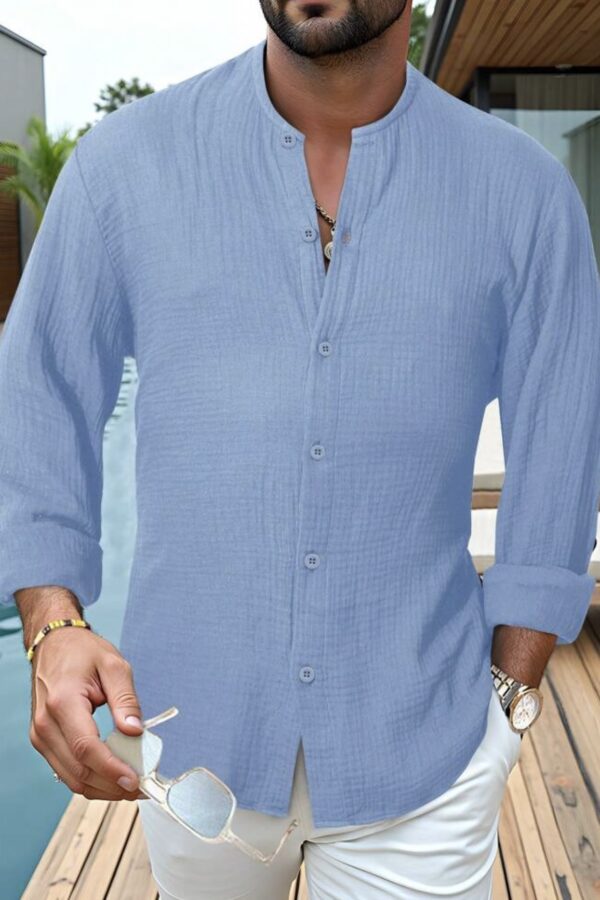 Πουκάμισο Λινό Μπλέ