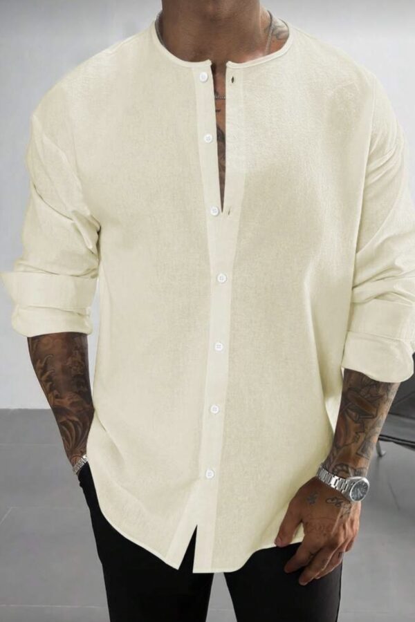 Πουκάμισο λινό μαο μπεζ