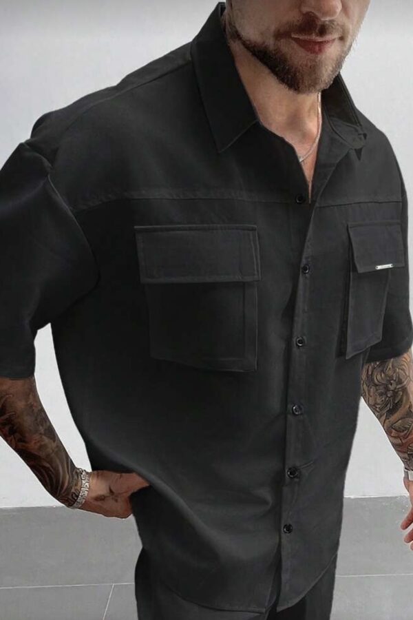 Πουκάμισο με τσέπες μαύρο